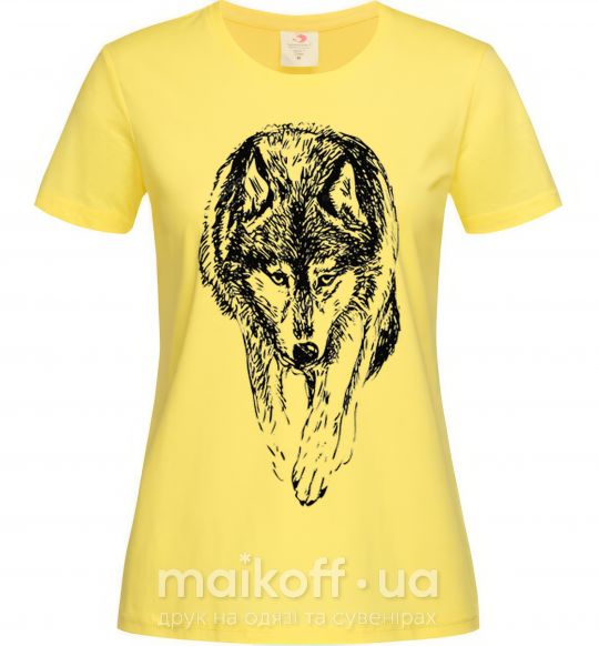 Женская футболка Идущий волк Лимонный фото