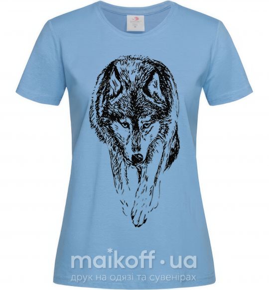 Женская футболка Идущий волк Голубой фото
