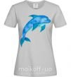 Женская футболка Акварельный дельфин Серый фото