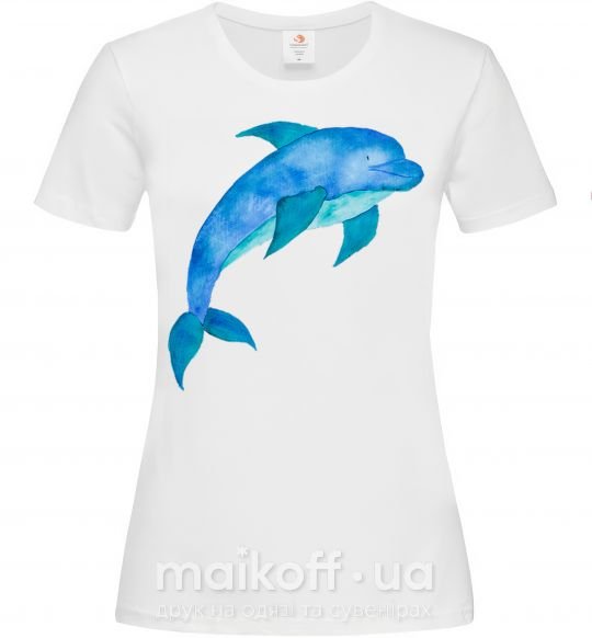 Женская футболка Акварельный дельфин Белый фото