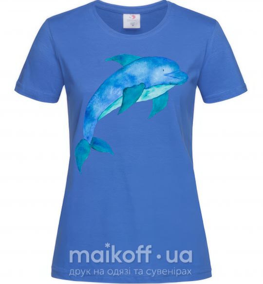 Женская футболка Акварельный дельфин Ярко-синий фото
