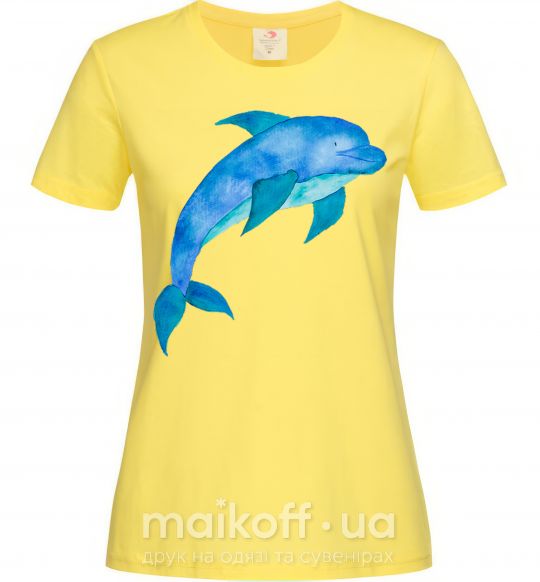 Женская футболка Акварельный дельфин Лимонный фото