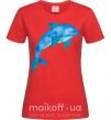 Женская футболка Акварельный дельфин Красный фото