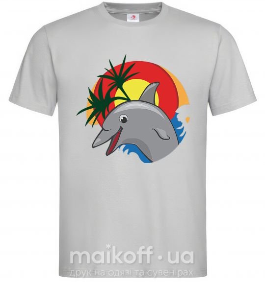 Мужская футболка Счастливый дельфин Серый фото