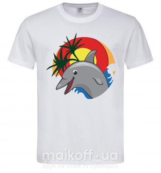 Мужская футболка Счастливый дельфин Белый фото