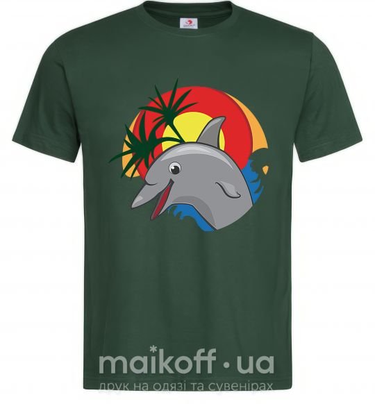 Мужская футболка Счастливый дельфин Темно-зеленый фото