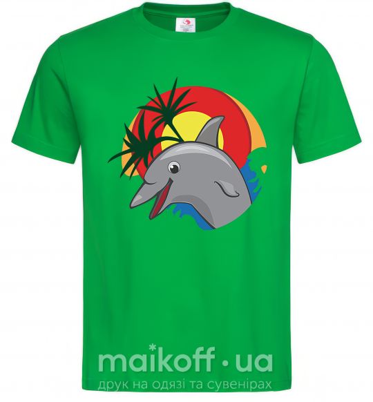 Мужская футболка Счастливый дельфин Зеленый фото