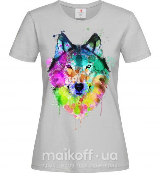Женская футболка Wolf splashes Серый фото