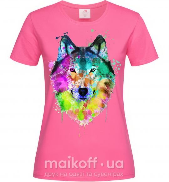 Женская футболка Wolf splashes Ярко-розовый фото