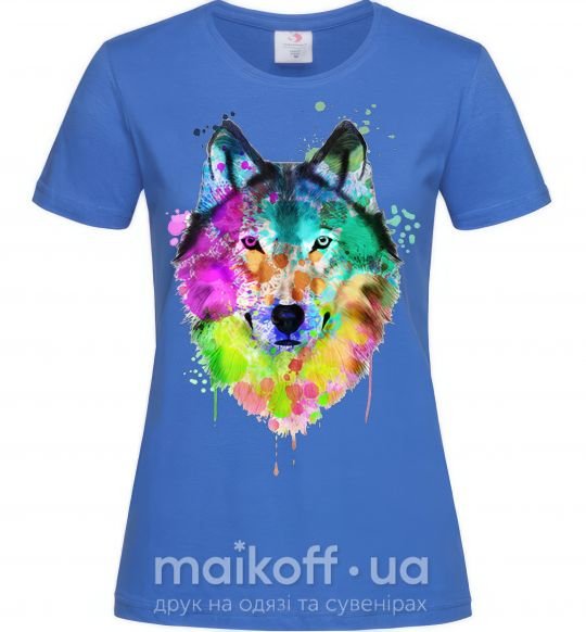 Женская футболка Wolf splashes Ярко-синий фото