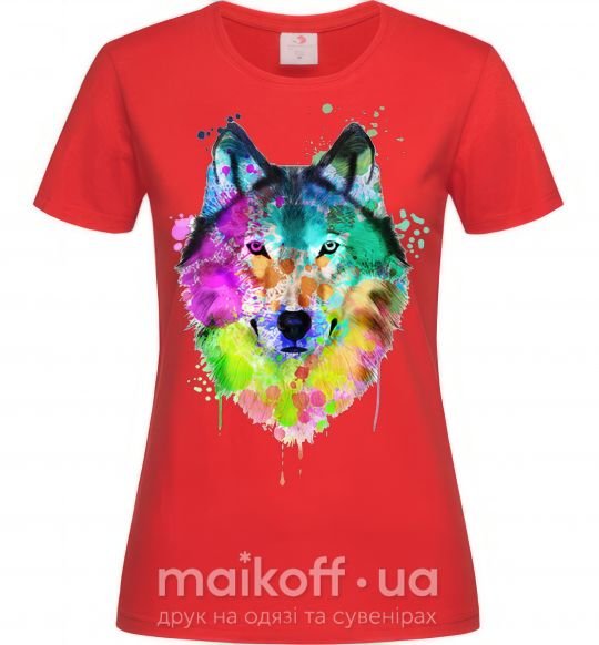 Женская футболка Wolf splashes Красный фото