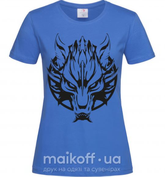 Женская футболка Черный волк Ярко-синий фото