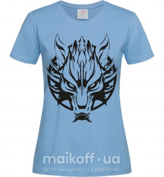 Женская футболка Черный волк Голубой фото