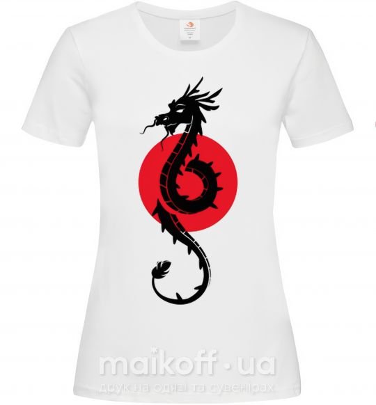 Женская футболка Дракон в красном круге Белый фото