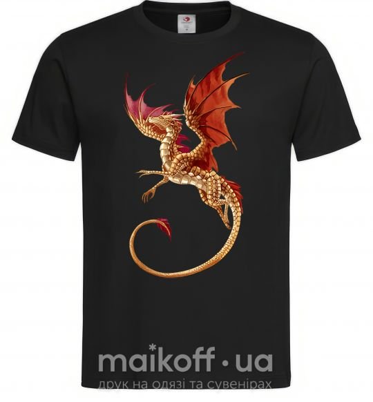 Мужская футболка Летящий дракон Черный фото