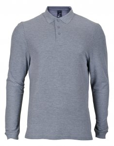 Мужская футболка поло с длинным рукавом Sols WINTER II Серый меланж
