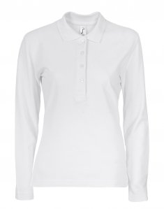 Женская футболка поло с длинным рукавом Sols PODIUM  Белый