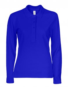 Женская футболка поло с длинным рукавом Sols PODIUM  Ярко-синий