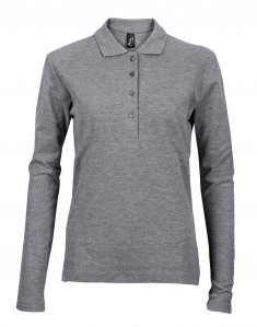 Женская футболка поло с длинным рукавом Sols PODIUM  Серый меланж