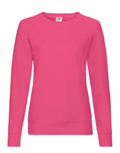 Женский облегченный свитшот Fruit of the Loom LIGHTWEIGHT RAGLAN SWEAT LADY-FIT Ярко-розовый