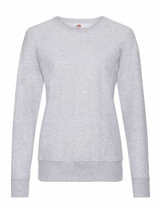Женский облегченный свитшот Fruit of the Loom LIGHTWEIGHT RAGLAN SWEAT LADY-FIT Серый меланж