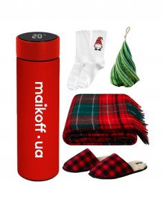 Новогодний подарочный бокс с собственным принтом «Тепло в каждой детали» Красный box-nr-001/red фото