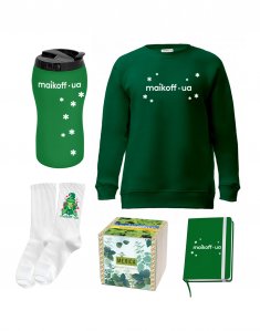 Новогодний подарочный бокс с собственным принтом «Партнерский зимний уют» Зеленый box-nr-003/green фото