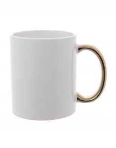 Чашка для сублимации белая с золотистой ручкой mp_6298/gold фото