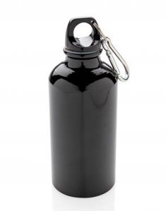 Пляшка для спорту з карабіном алюміній 400 мл Чорний