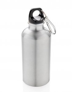 Бутылка для спорта с карабином алюминий 400 мл Серебро