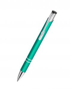 Ручка металлическая DUNA шариковая с насечками Бирюзовый