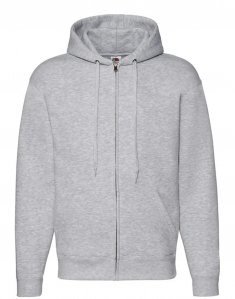 Чоловіча толстовка на замку Fruit of the Loom Premium Hooded Sweat Zip Сірий меланж
