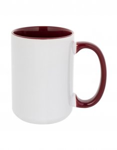 Чашка цветная внутри с цветной ручкой 425 мл Бордовый
