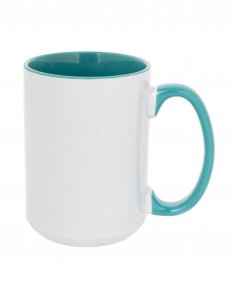 Чашка цветная внутри с цветной ручкой 425 мл Бирюзовый