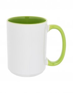 Чашка цветная внутри с цветной ручкой 425 мл Салатовый