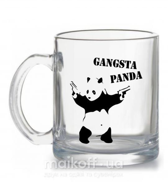 Чашка стеклянная GANGSTA PANDA Прозрачный фото