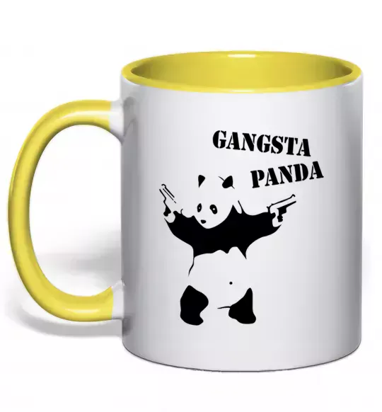 Чашка з кольоровою ручкою GANGSTA PANDA Сонячно жовтий фото