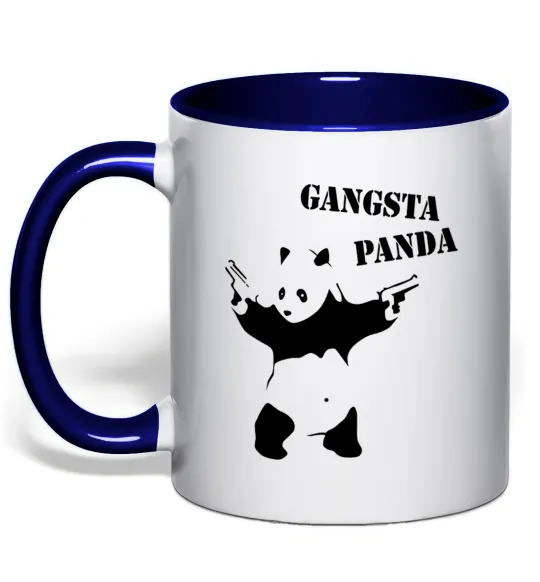 Чашка з кольоровою ручкою GANGSTA PANDA Глибокий темно-синій фото