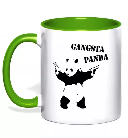 Чашка з кольоровою ручкою GANGSTA PANDA Зелений фото