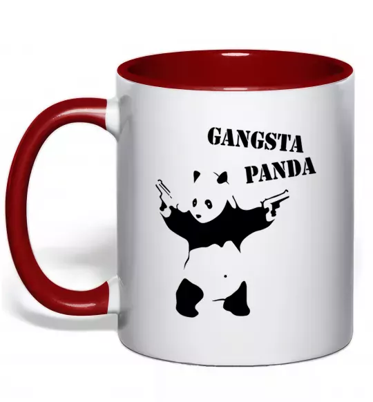 Чашка з кольоровою ручкою GANGSTA PANDA Червоний фото