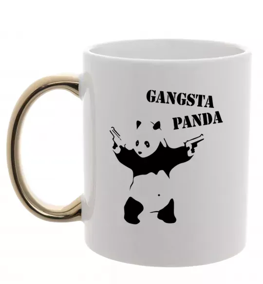 Чашка з кольоровою ручкою GANGSTA PANDA Золото фото