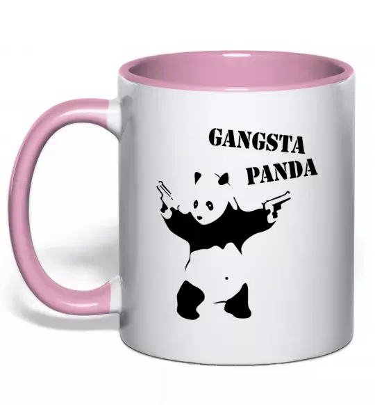 Чашка з кольоровою ручкою GANGSTA PANDA Ніжно рожевий фото