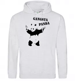 Женская толстовка (худи) GANGSTA PANDA Серый меланж фото
