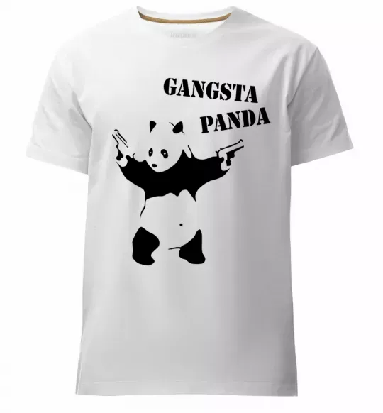 Мужская премиум футболка GANGSTA PANDA Белый фото