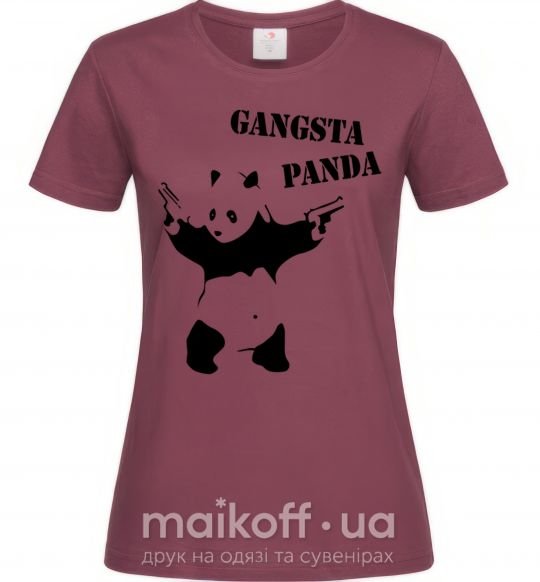 Женская футболка GANGSTA PANDA Бордовый фото