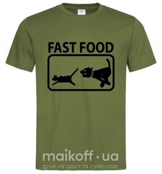 Мужская футболка FAST FOOD Оливковый фото