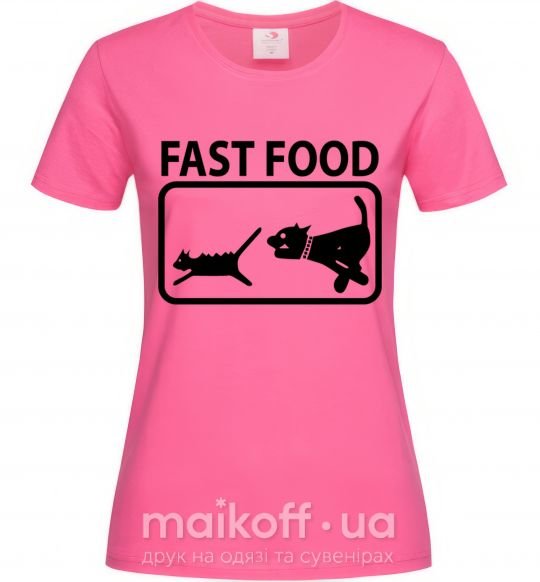 Жіноча футболка FAST FOOD Яскраво-рожевий фото
