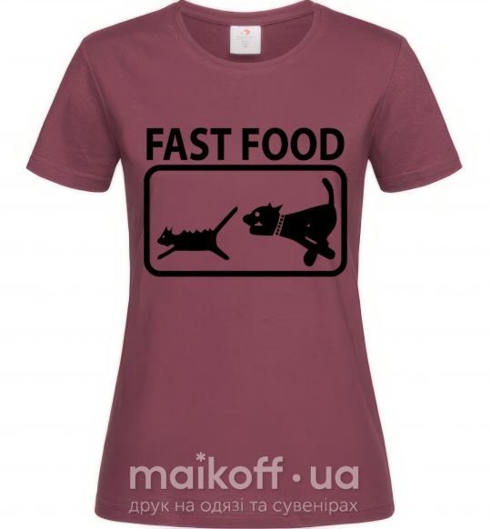 Женская футболка FAST FOOD Бордовый фото