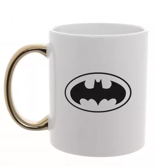 Чашка с цветной ручкой BATMAN логотип Золото фото