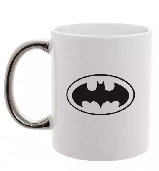 Чашка с цветной ручкой BATMAN логотип Серебро фото